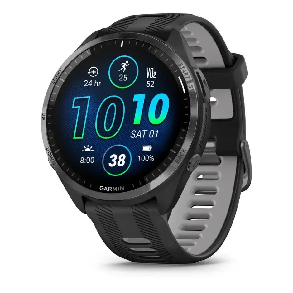 FORERUNNER 965 -Carbon Gray DLC Titanium Bezel with Black Case and Black/Powder Gray Silicone Band Артикул: 010-02809-10